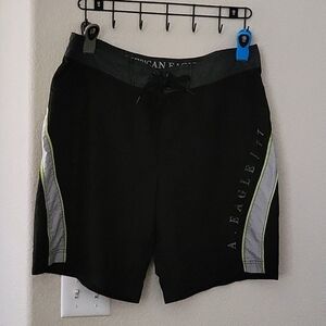 American eagle black and gray swimming trunks